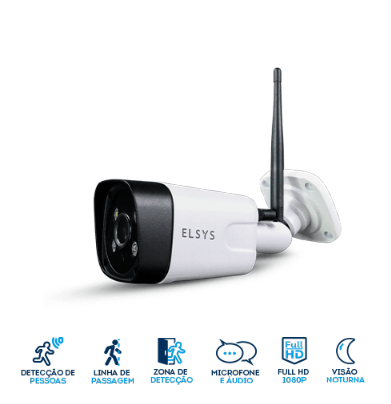 Câmera de Segurança Wi-Fi Externa com Inteligência de Vídeo HD Branca ESC-WB3F Elsys