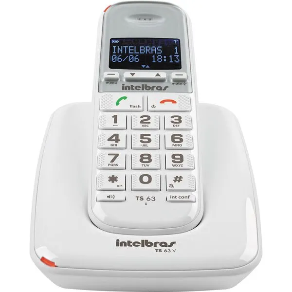 Telefone sem Fio Identificador e Viva Voz Intelbras TS63V - Branco