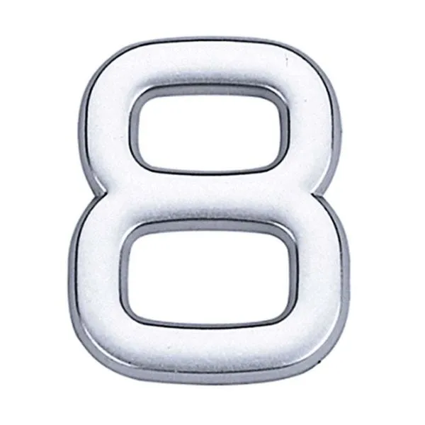 Número 8 de ABS auto-adesivo 3,9cm cromado Bemfixa