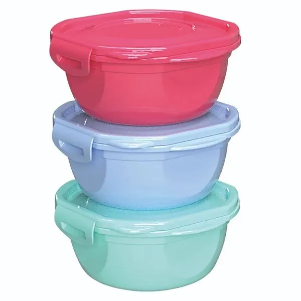 Pote Redondo Collor 450 Ml Com Travas 3 Peças Nitron