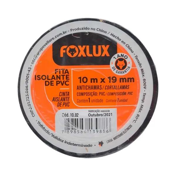 Fita Isolante Preta 10 Metros Foxlux