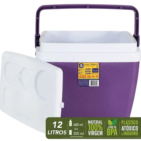 Caixa Térmica Cooler 12 Litros Bel Nordeste Cor Açaí