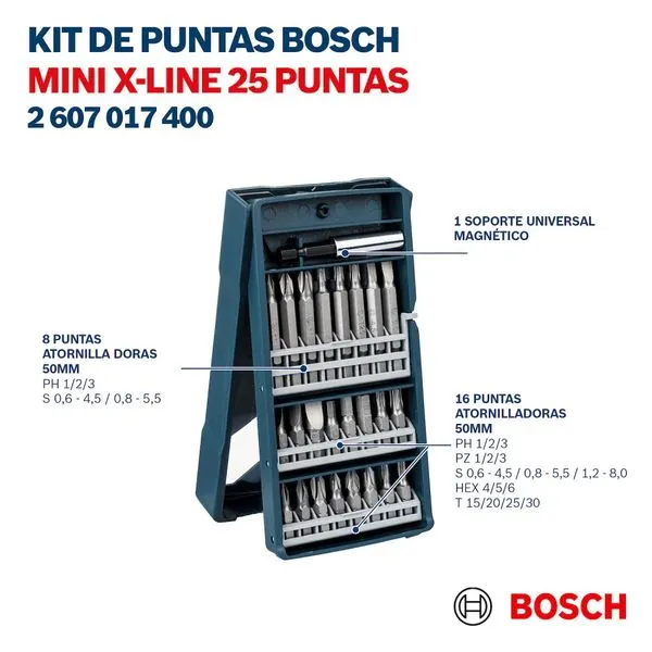 Kit de Pontas para Parafusar Bosch Mini X-Line com 25 Peças Kit De Pontas Para Parafusar Mini X-Line Com 25 Peças Bosch