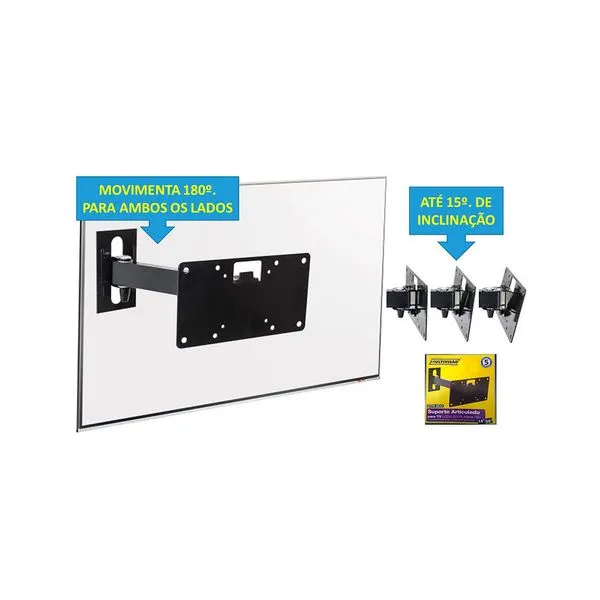 Suporte para LCD, LED, Plasma 14" à 56" articulado e com inclinação preto Multivisão