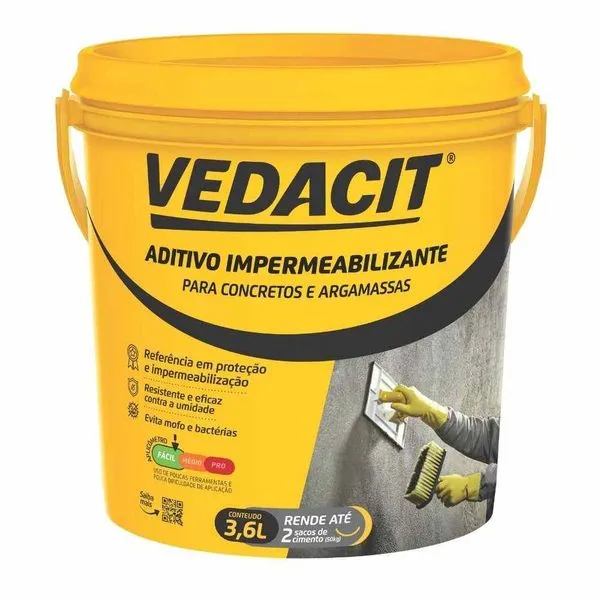 Aditivo Impermeabilizante Concreto e Argamassa Vedacit ADITIVO P/ ARAGAMASSA IMPER CONCRETO E ARG BR 3,6L