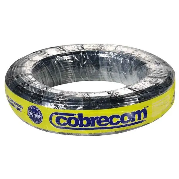 Cabo Flexível 4,0mm² 750V Preto 100m | Cobrecom Antichamas NBR