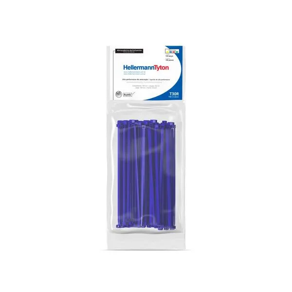 Abracadeira Nylon T30R 150X3,6mm Com 100un Azul Hellermanntyton