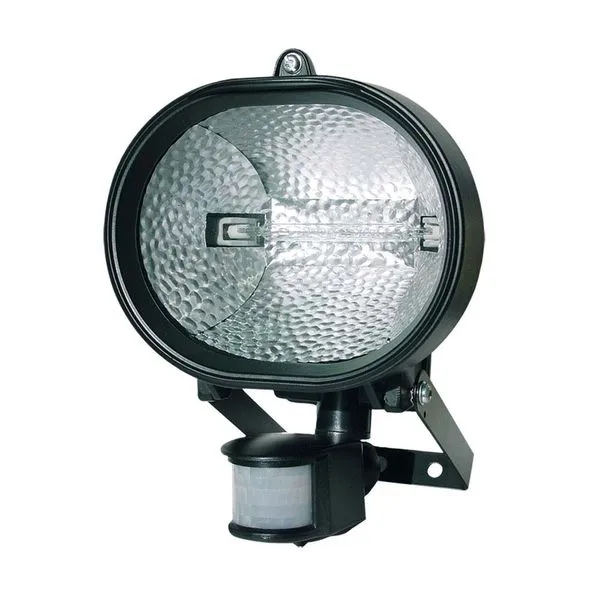 Refletor oval para lâmpada halógena 500W bivolt preto com sensor de presença Key West