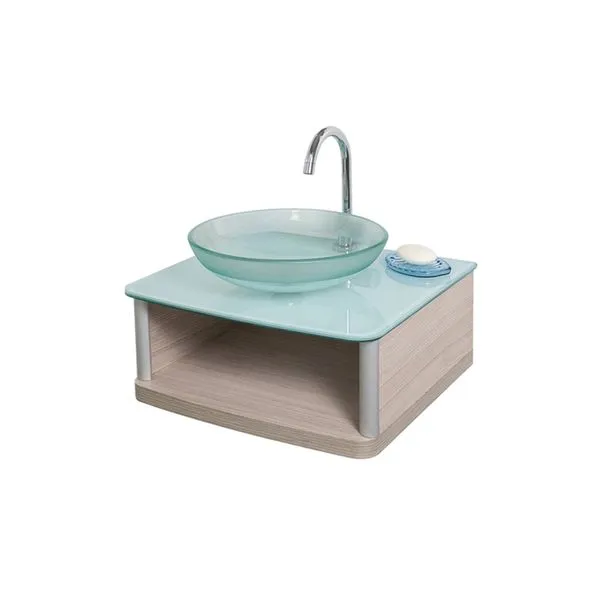 Conjunto Para Lavabo Com Espelho E Cuba Amadeirado Cris-Wood Cut 950 Cris Metal