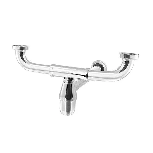Sifão duplo 1.1/2" x 2" com tubo de saída corrugado 30cm coruugado Esteves
