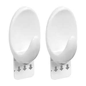 Gancho Oval Plástico Branco Com Adesivo M - 2 Unidades - Or30112 - Ordene
