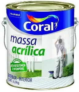 Massa Acrílica Coral Branca 6Kg