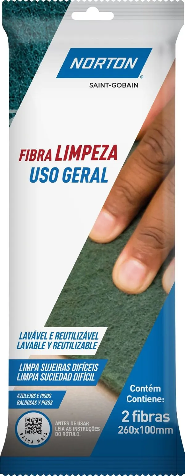Fibra Abrasiva Para Limpeza 26X10Cm Verde Uso Geral 2Un Norton