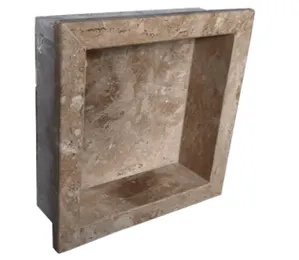 Nicho Para Banheiro Com Bordas 45gr 30x30x10 Mármore Natural Travertino Granipolo