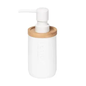 Porta Sabonete Líquido com Tampa de Bambu Branco Scandi Coisas e Coisinhas