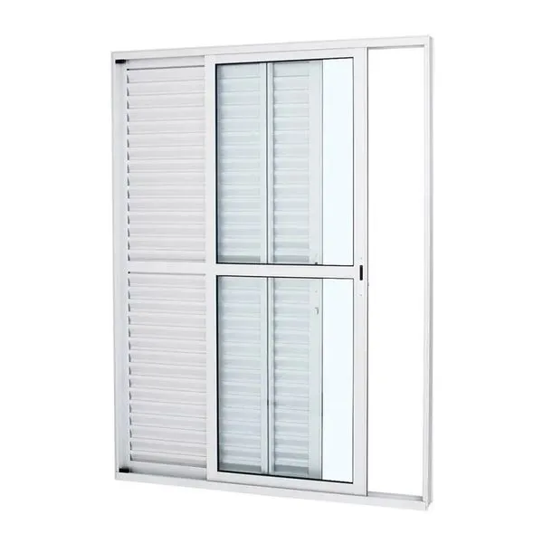 Porta Balcão De Correr Alumínio Branco 3 Folhas Móveis 216x120x13 Alumifort Sasazaki