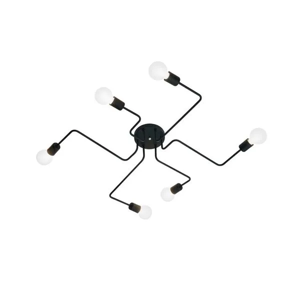 Plafon de sobrepor Auremar para 6 lâmpadas E27 60w preto