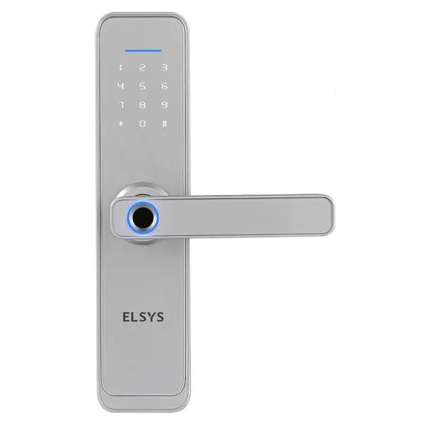 Fechadura Digital de Embutir DE4000B com Biometria e Wifi Elsys Fechadura Digital de Embutir com Biometria e Wifi DE4000B Prata