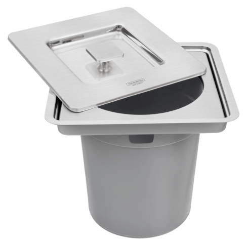 Lixeira De embutir Clean Square em Aço Inox Com Balde Plástico 5l Tramontina