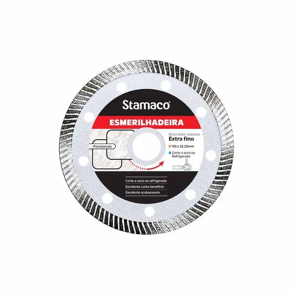 Disco Diamantado Turbo para Porcelanato 4.3/8" 110x22,2mm Stamaco Disco Diamantado Turbo p/ Porcelanato 4.3/8" 110x22,2mm 11521 Stamaco