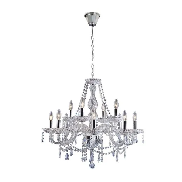 Lustre Clássico Transparente 12 Luzes E14 LLumm Bronzearte