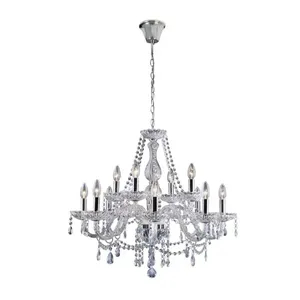 Lustre Clássico Transparente 12 Luzes E14 LLumm Bronzearte