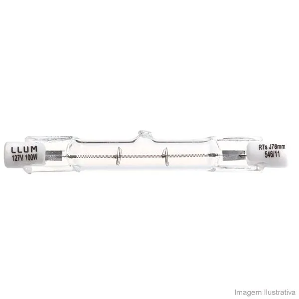 Lâmpada halógena 220V 100W palito 78mm branca Bronzearte
