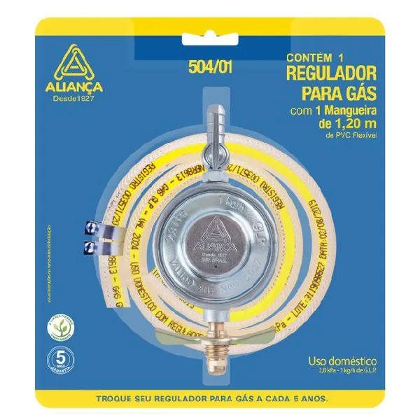 Regulador para gás 504/01 com mangueira 120cm Aliança