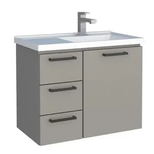 Gabinete para Banheiro em Aço Ameixa 62x58cm com Lavatório Cinza Cozimax Toucador Aço Ameixa 62X58X36 Cinza Cozimax