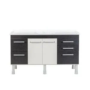 Gabinete De Cozinha Mdf Recife 144Cm Cromo Com Nude Corso