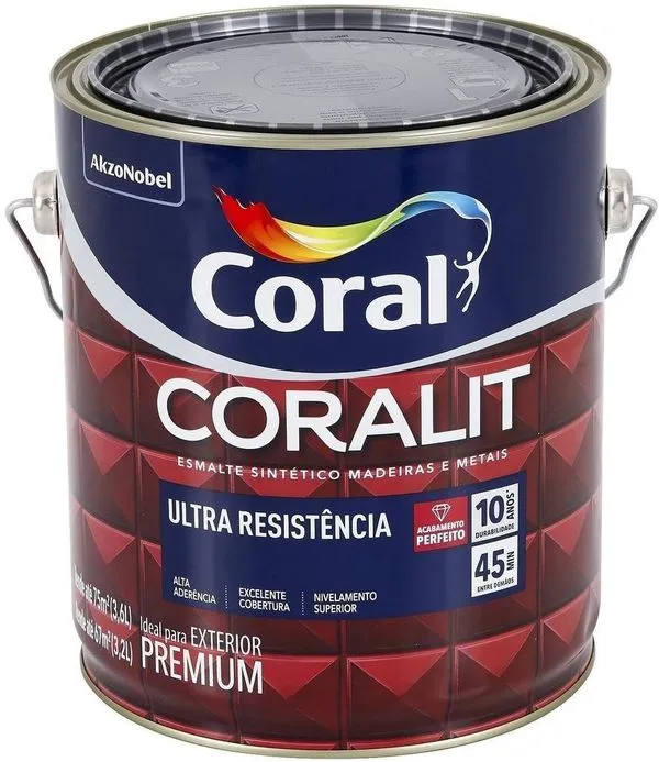 Tinta Esmalte Coralit AB Platina 3,6L
