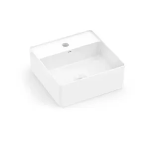 Cuba de Apoio Quadrada Celite Platinum 35x35cm com Mesa Branca Cuba Celite para Banheiro de Apoio Quadrada Platinum 35X35cm com Mesa Branca