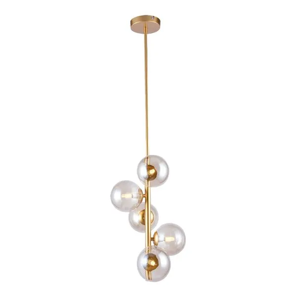 Pendente Cosmos 6Xg9 Aço e Vidro Or1180 ÂMBAR/Bronze Bivolt Orluce Luminatti