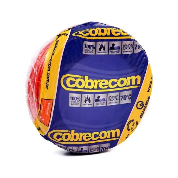 Cabo Flexível 4,0mm² 750V Vermelho 50m | Cobrecom NBR NM 247-3