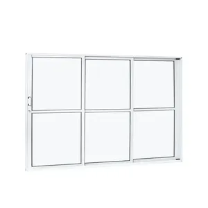 Porta Alumínio Correr 3 Folhas Vidro Liso Esquerda 200X210X12X2 Branco Cristal Ramassol