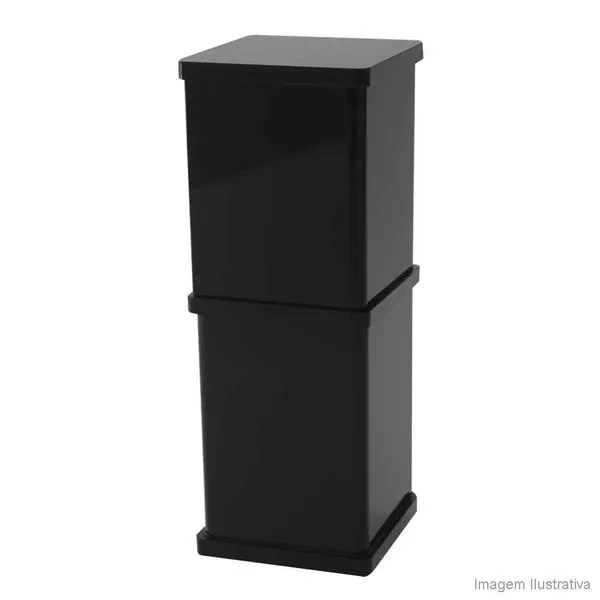 Porta escova de dentes Nero quadrada com tampa preto Formacril