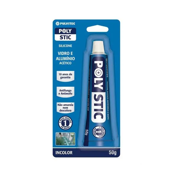 Silicone Polystic para vidro e alumínio 50g Pulvitec