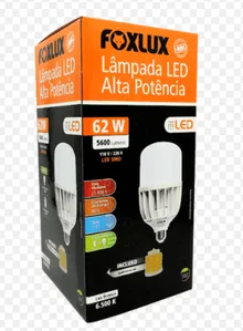 Lâmpada LED Bulbo Alta Potência E-27 Bivolt 62W 6500k Foxlux