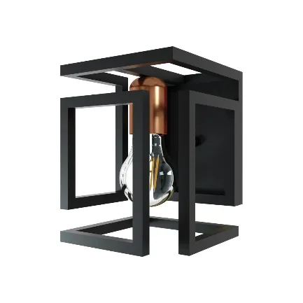 Arandela Box 1xe27 Preto Fosco Bronze