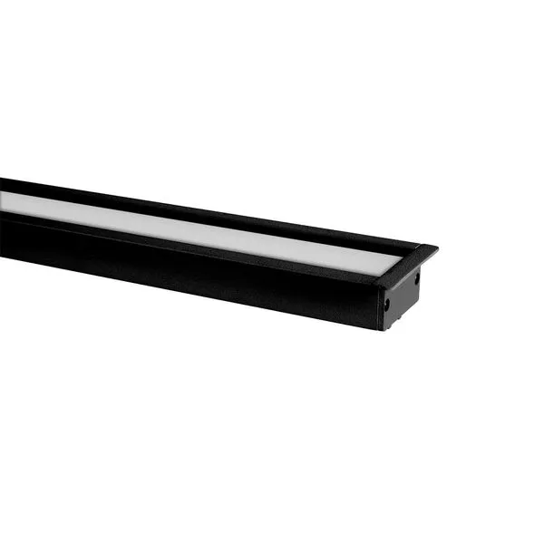 Perfil Embutir Recuado Aluminio 2M 48X20Mm Com 3 Molas 2 Tampas Preto Blumenal