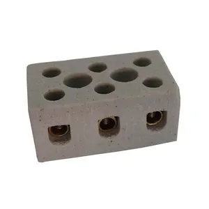 Conector de Porcelana Tripolar 6mm² Resistente a Temperaturas de Até 350°C Branco Asantos