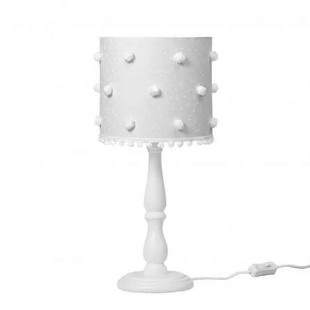 Abajur Pompom Branco Carambola Linha Bright Preto E27 40 W