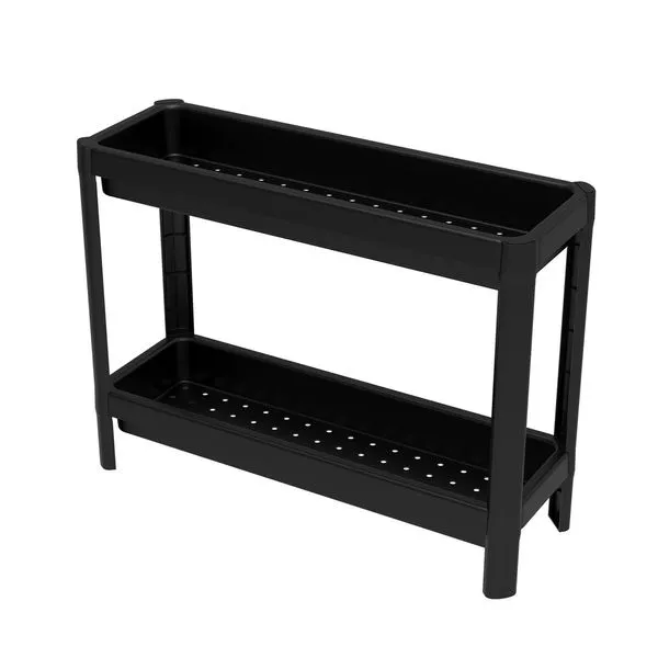 Estante Plástica 18X54 Linear Com 2 Prateleiras Preta Geo Grifit