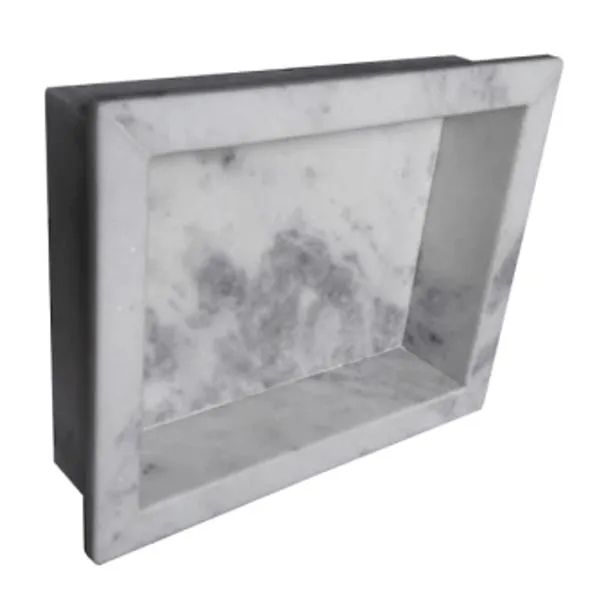 Nicho para Banheiro em Mármore Natural Branco 40x30x10 cm com Bordas 45 Graus Nicho Para Banheiro Com Bordas 45gr 40x30x10 Mármore Natural Branco Granipolo