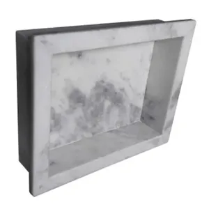 Nicho para Banheiro em Mármore Natural Branco 40x30x10 cm com Bordas 45 Graus Nicho Para Banheiro Com Bordas 45gr 40x30x10 Mármore Natural Branco Granipolo