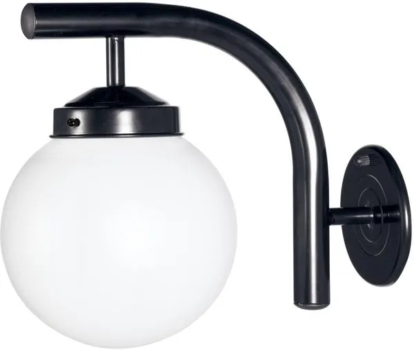 Arandela 1 Lâmpada Colonial Globo Redonda 100W Aço E Polietileno Blumenau 182599-01 Preto Bivolt