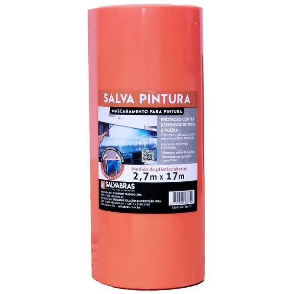 Lona Salva Pintura Eletrostático Proteção Com Fita 2,7X17M Salvabras Lona Salva Pintura Eletrostático Proteção Com Fita 2,7X17M Salvarás