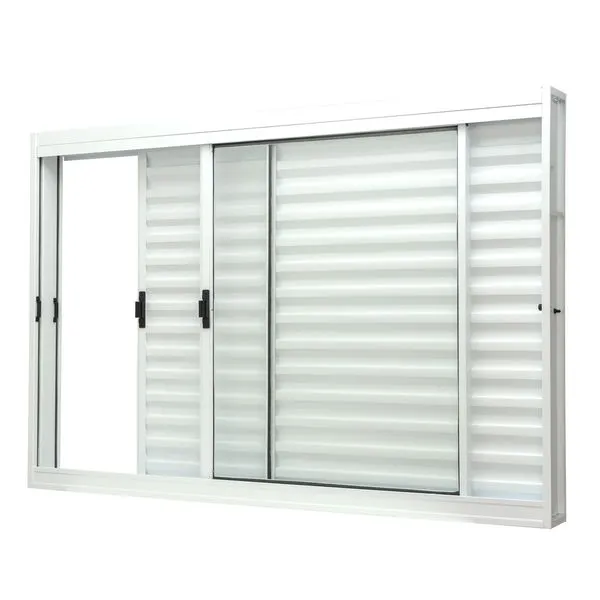 Janela Aço Com Veneziana Sem Grade Com Vidro Liso 3 Folhas 120X100X12 Unicsol Branco Ramassol