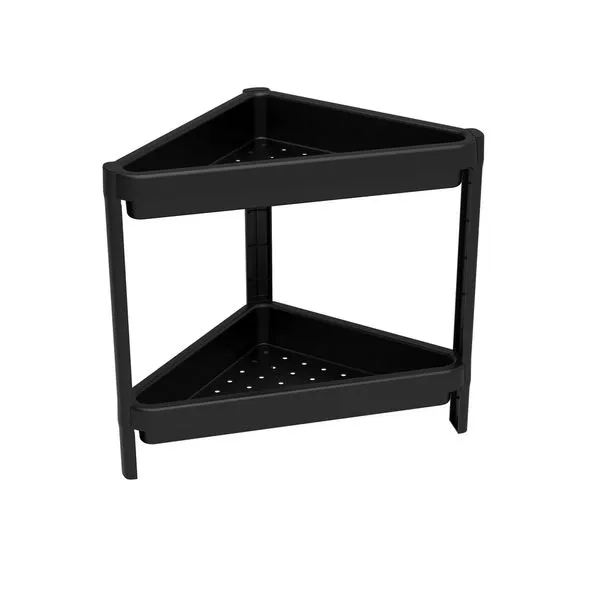 Estante Plástica 33X33 Canto Com 2 Prateleiras Preta Geo Grifit