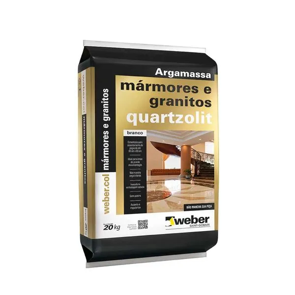 Argamassa Quartzolit de uso Interno Mármores e Granitos 20kg Branco
